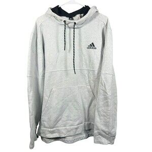 Adidas Hoodie Men’s Medium‎ Gray Pullover Sweatshirt Logo Kangaroo